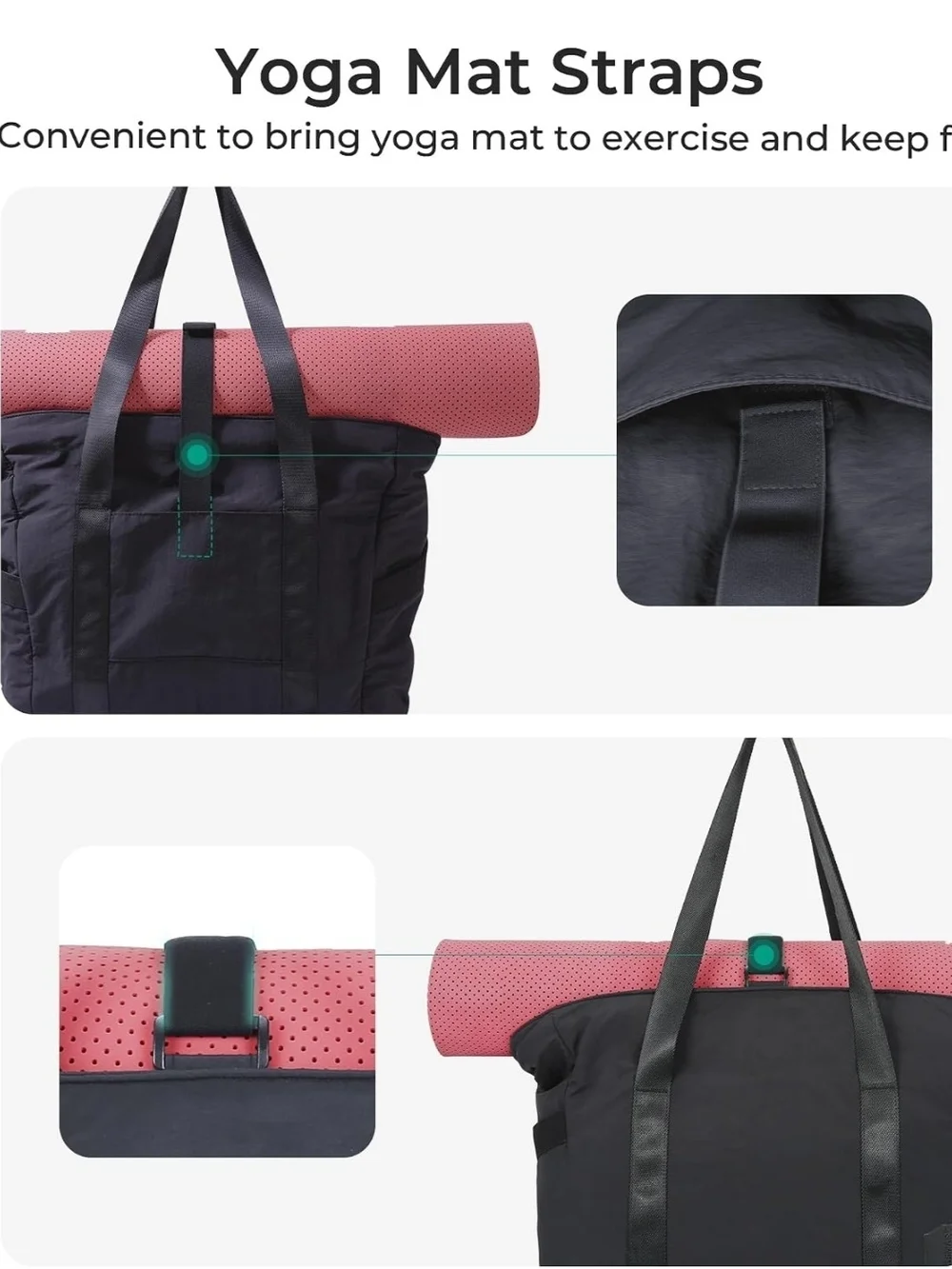 BAGSMART Gym Tote Bag for Women, 24L/28L Travel Tote Yoga Mat Bag